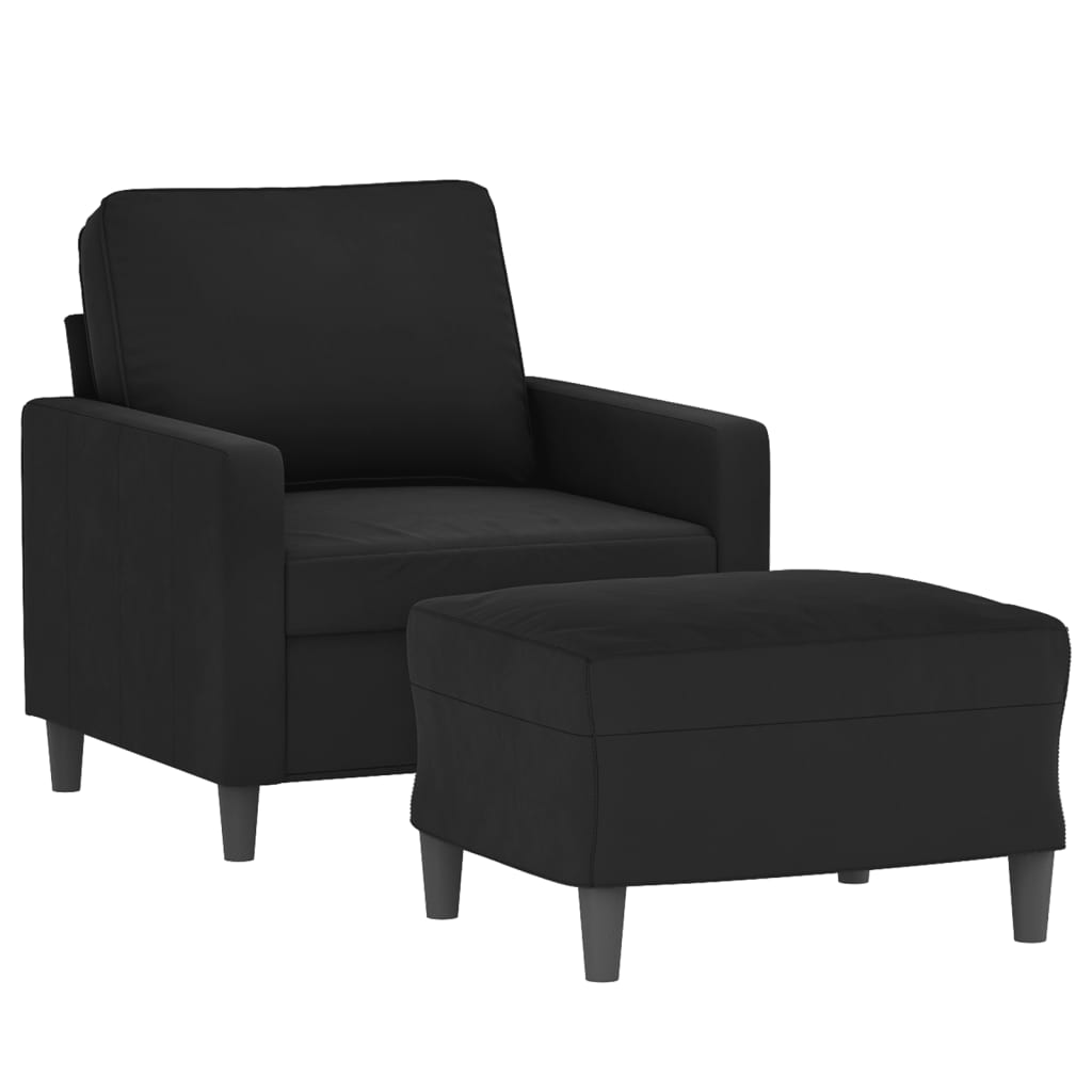 Fauteuil avec repose-pied Noir 60 cm Velours - XIOS