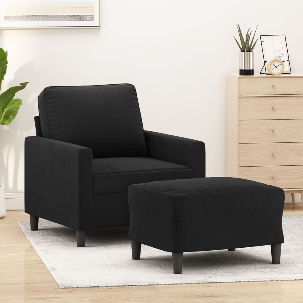 Fauteuil avec repose-pied Noir 60 cm Velours - XIOS