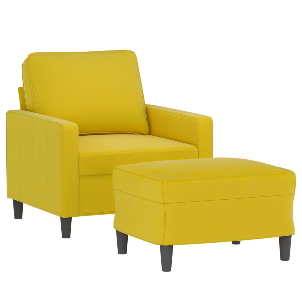 Fauteuil avec repose-pied jaune 60 cm velours - XIOS