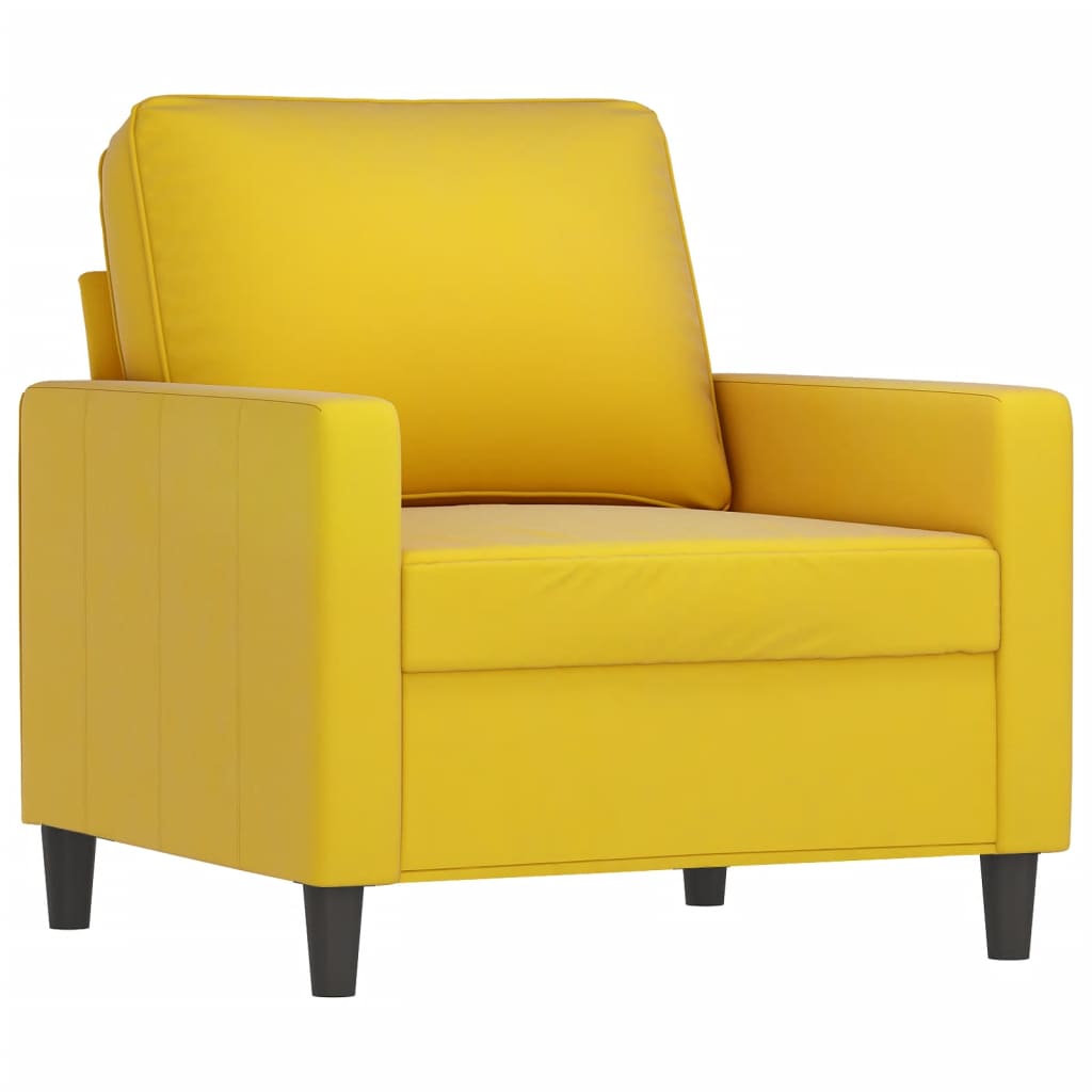 Fauteuil avec repose-pied jaune 60 cm velours - XIOS