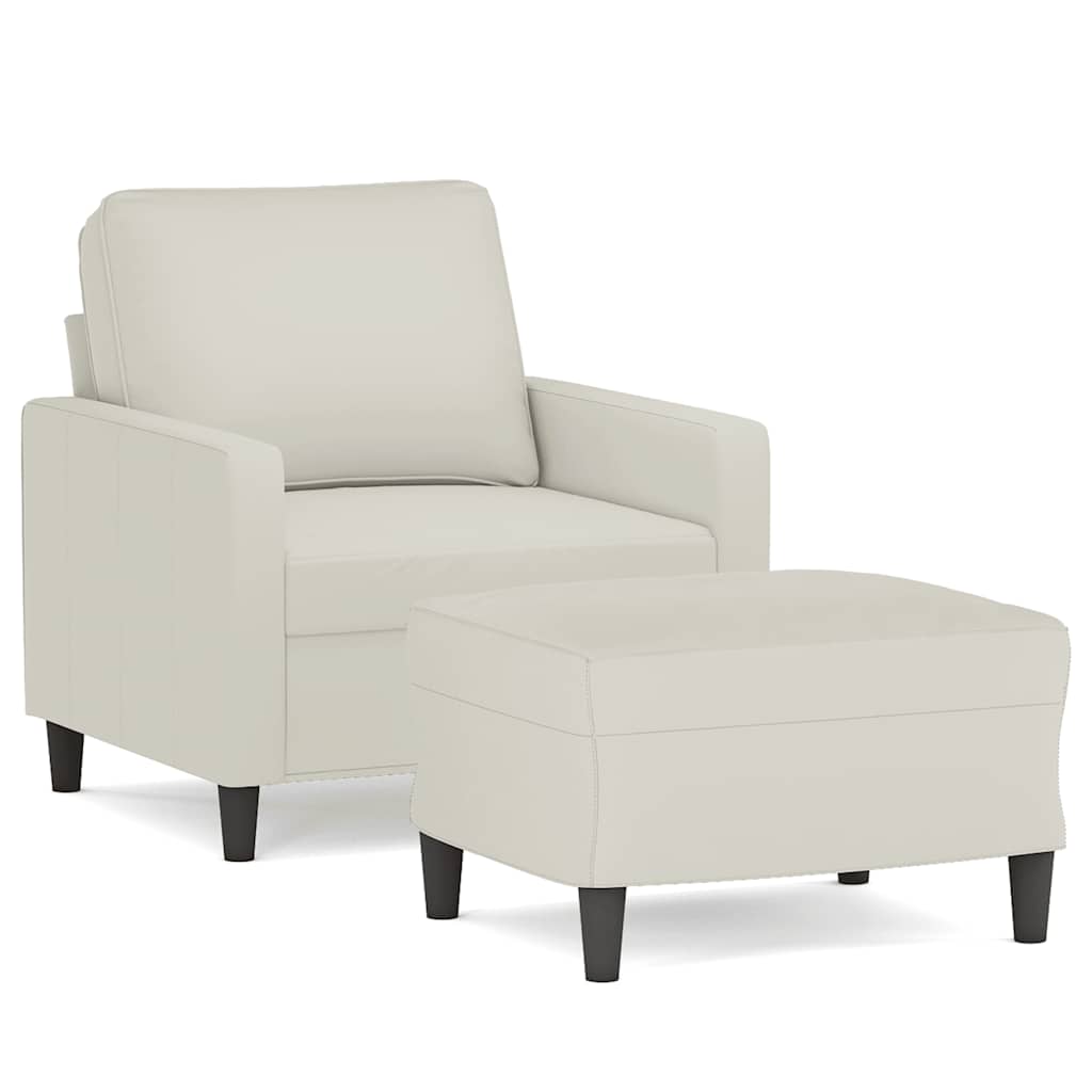 Fauteuil avec repose-pied Crème 60 cm Velours - XIOS