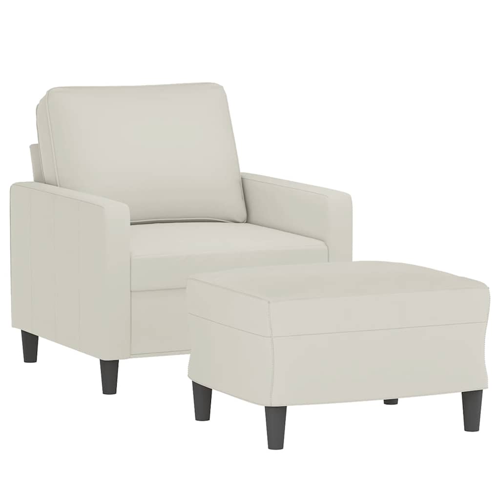 Fauteuil avec repose-pied Crème 60 cm Velours - XIOS