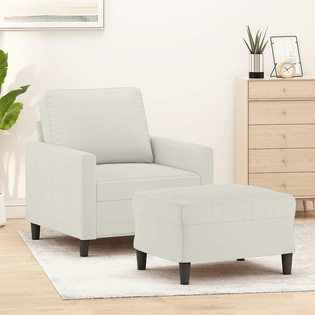 Fauteuil avec repose-pied Crème 60 cm Velours - XIOS