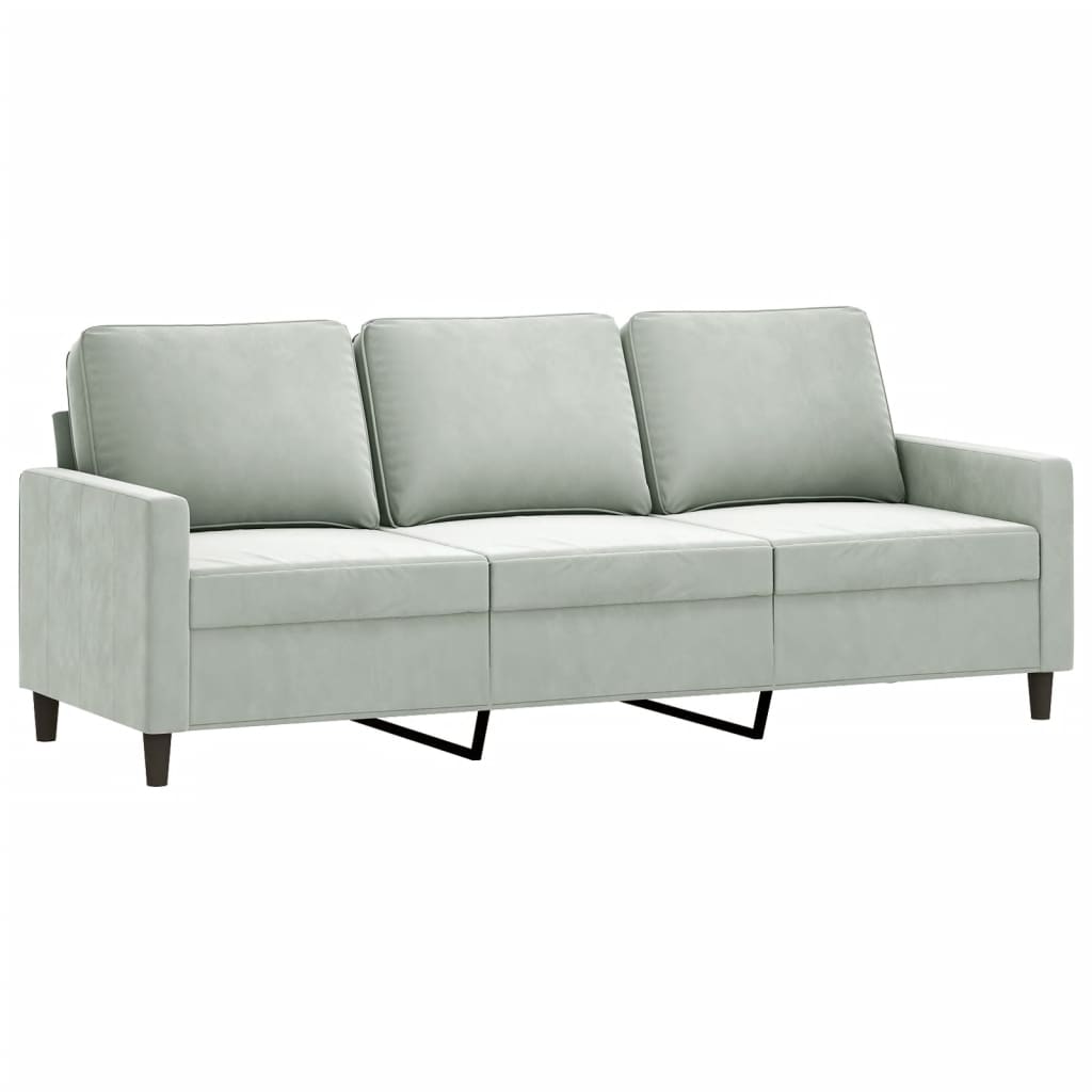 Canapé à 3 places avec repose-pieds Gris clair 180 cm Velours - XIOS