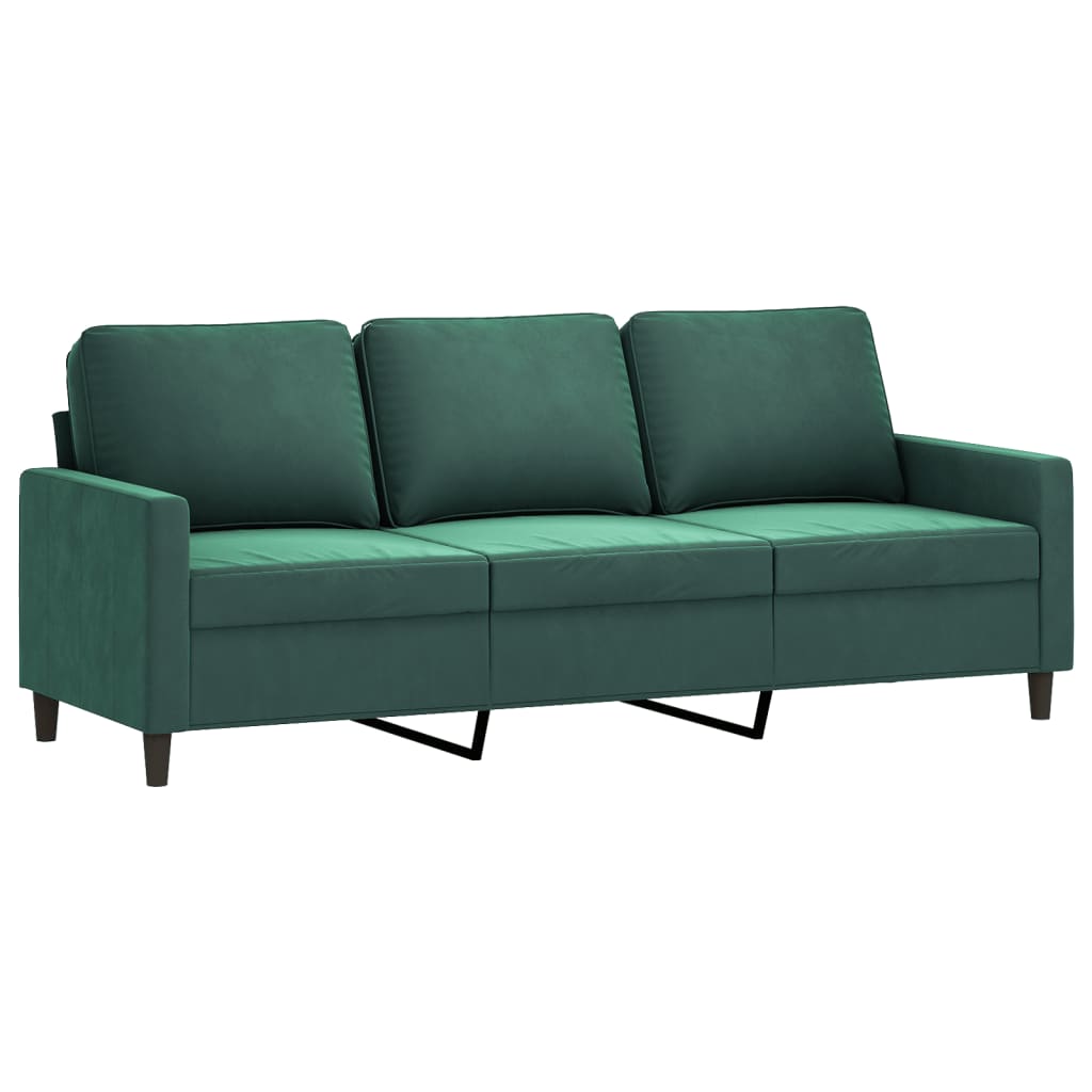 Canapé à 3 places avec repose-pieds Vert foncé 180 cm Velours - XIOS