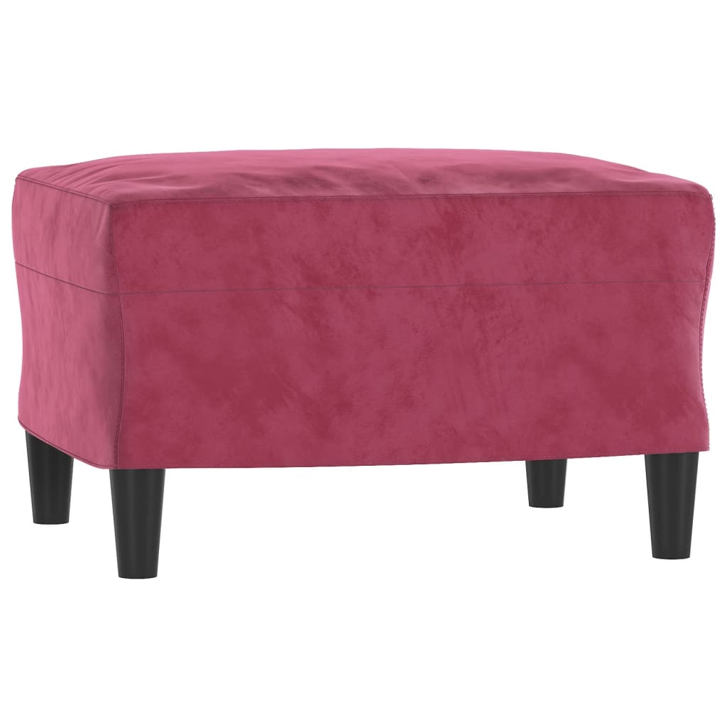 Canapé à 3 places et repose-pieds Rouge bordeaux 180 cm Velours - XIOS