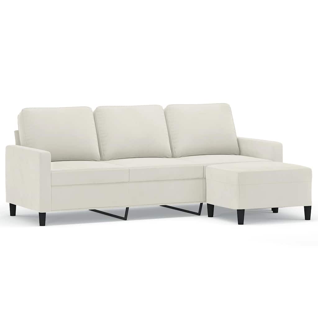 Canapé à 3 places avec repose-pieds Crème 180 cm Velours - XIOS