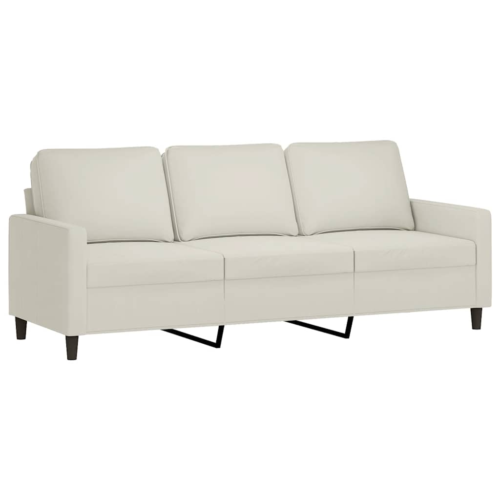 Canapé à 3 places avec repose-pieds Crème 180 cm Velours - XIOS