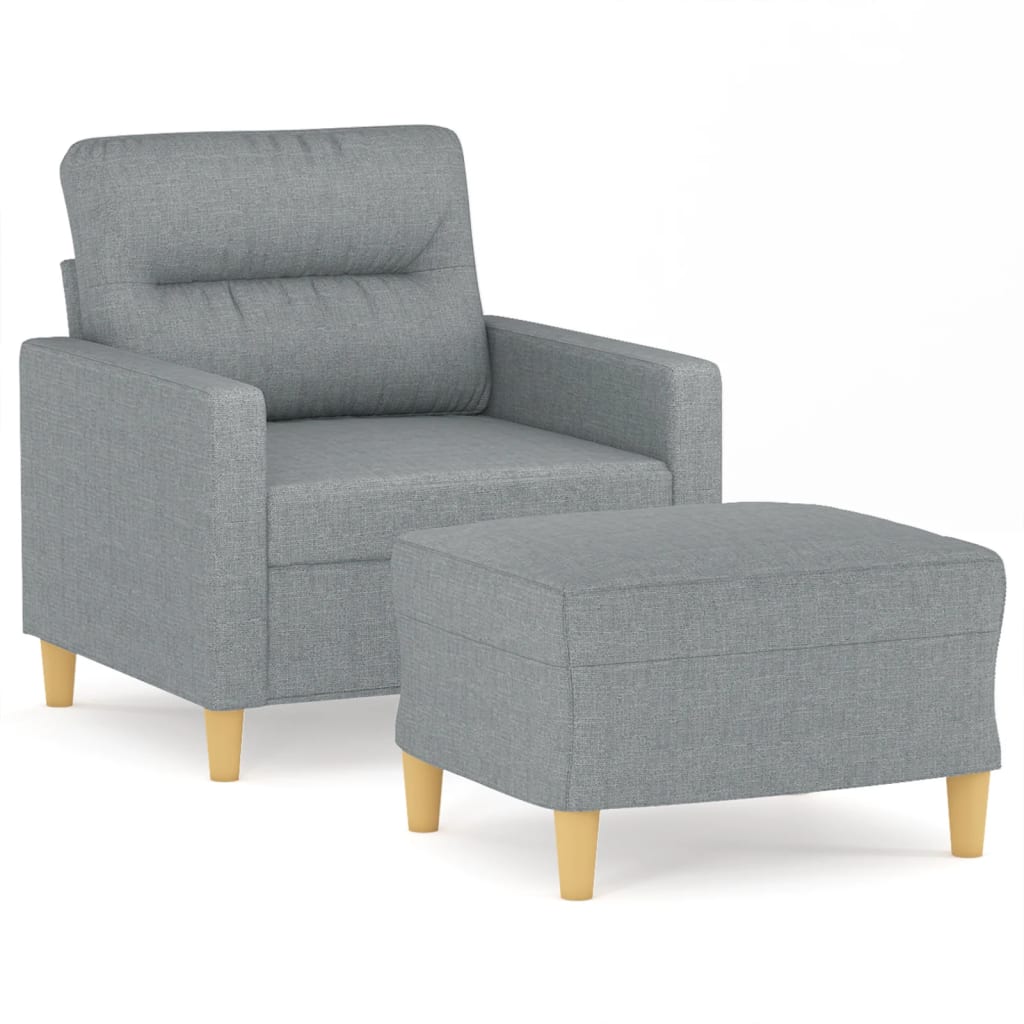 Fauteuil avec repose-pied Gris clair 60 cm Tissu - XIOS