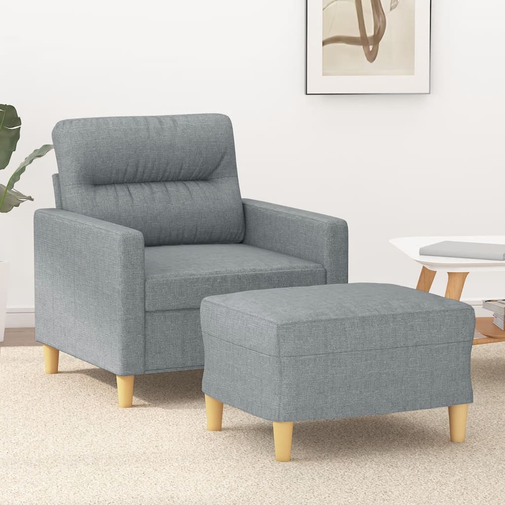 Fauteuil avec repose-pied Gris clair 60 cm Tissu - XIOS