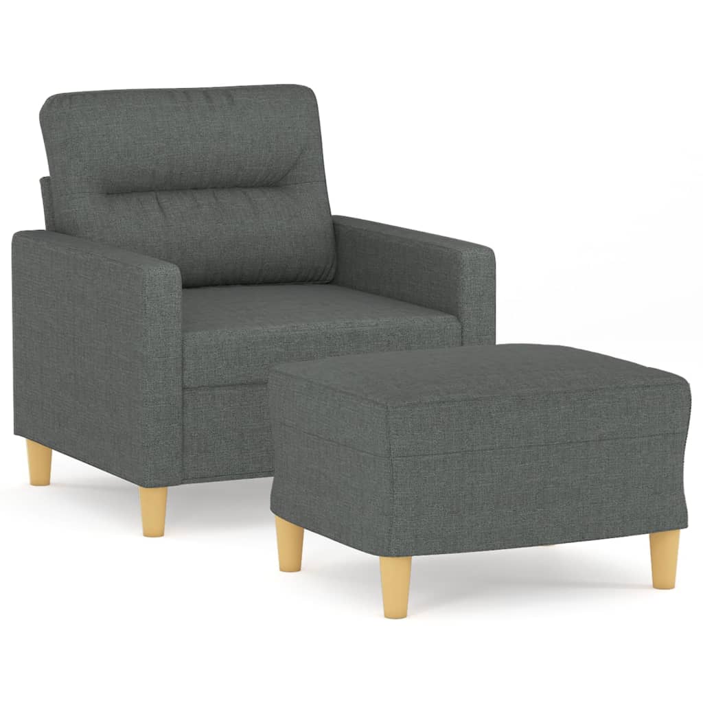 Fauteuil avec repose-pied Gris foncé 60 cm Tissu - XIOS