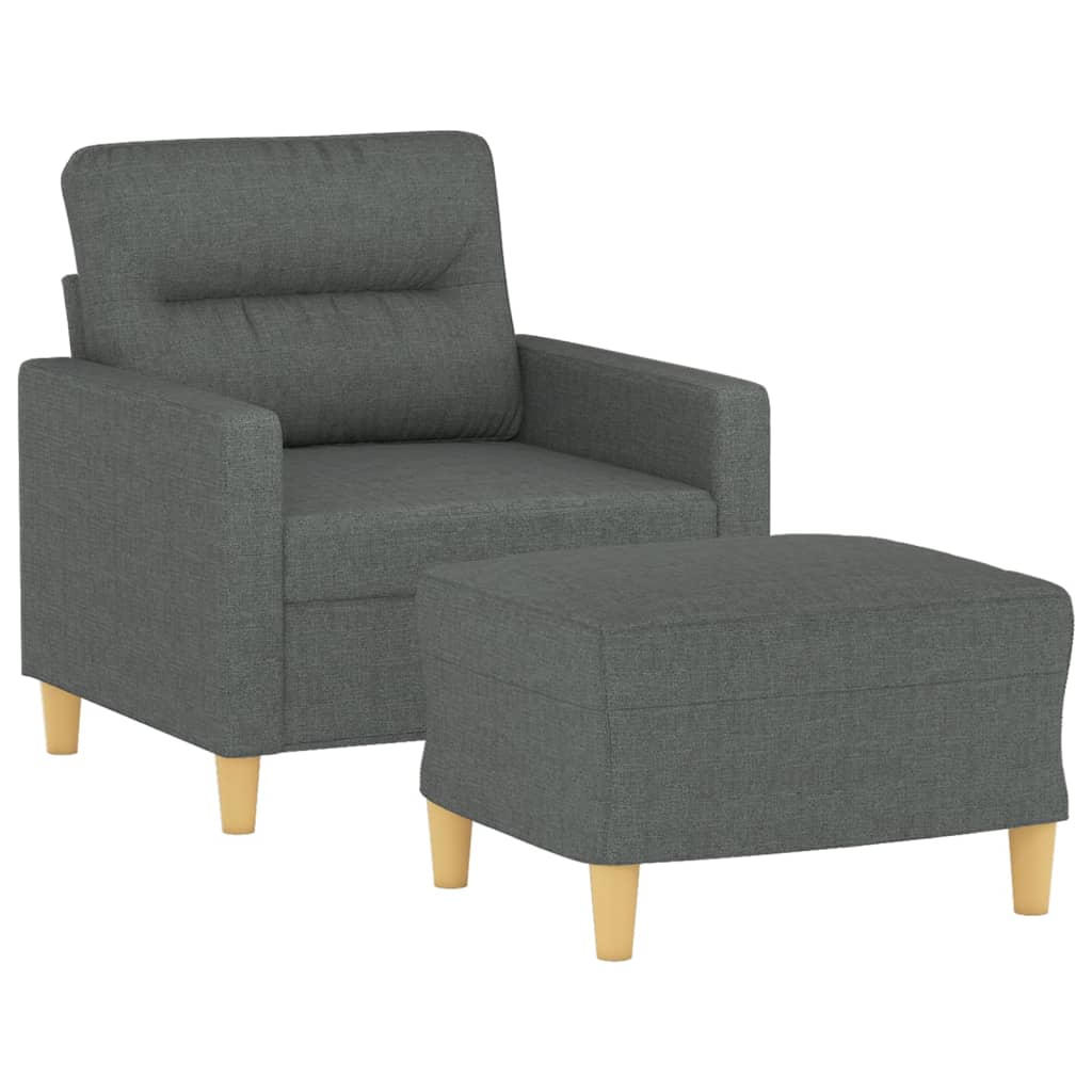 Fauteuil avec repose-pied Gris foncé 60 cm Tissu - XIOS