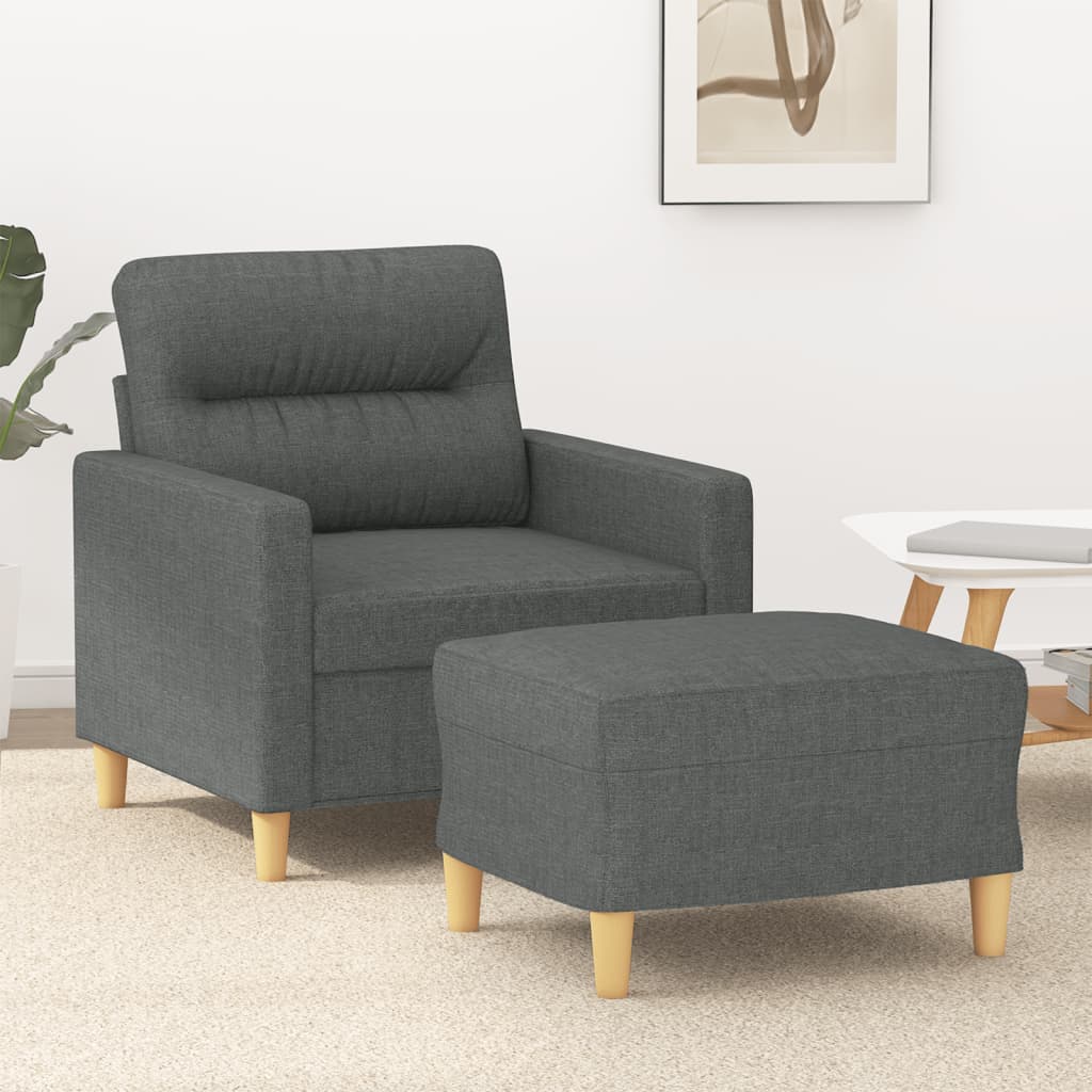Fauteuil avec repose-pied Gris foncé 60 cm Tissu - XIOS