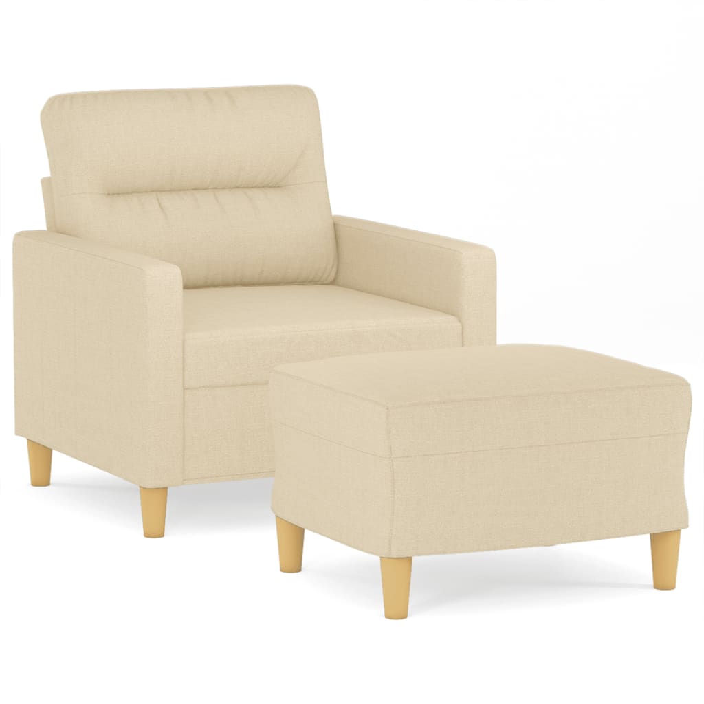 Fauteuil avec repose-pied Crème 60 cm Tissu - XIOS