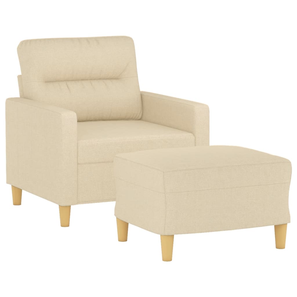 Fauteuil avec repose-pied Crème 60 cm Tissu - XIOS