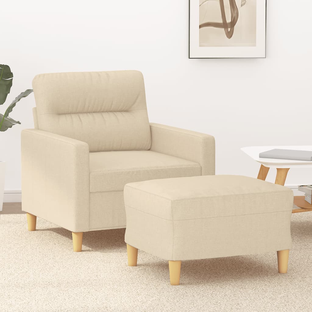 Fauteuil avec repose-pied Crème 60 cm Tissu - XIOS