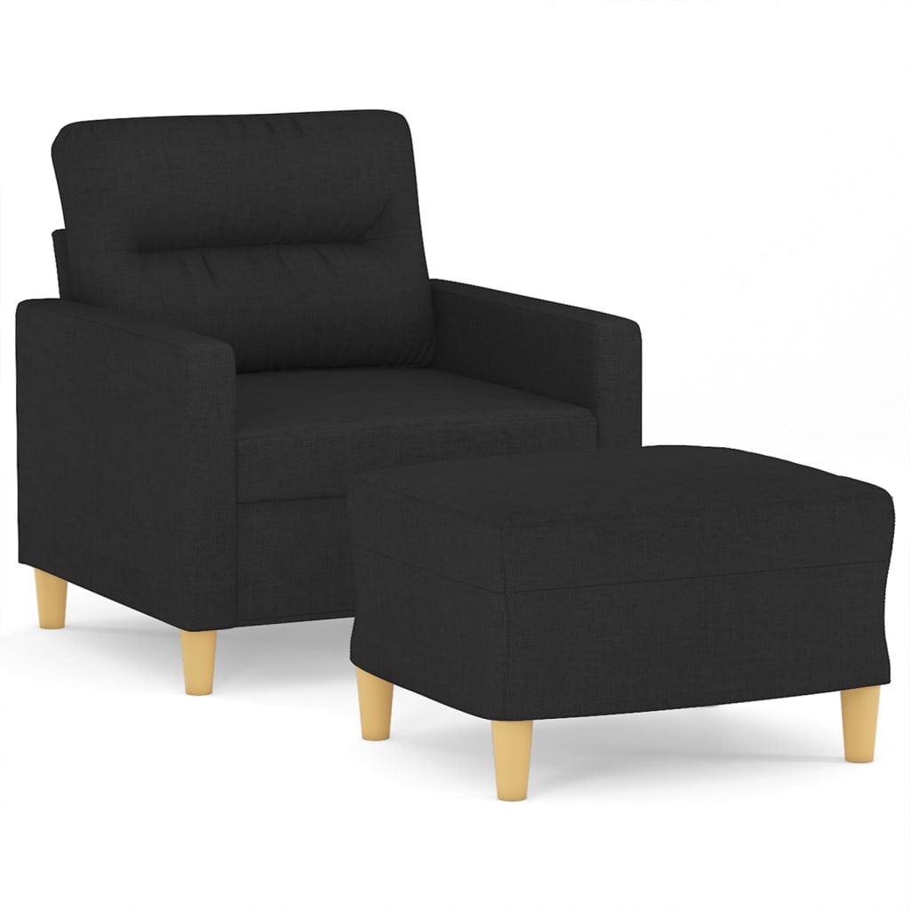 Fauteuil avec repose-pied Noir 60 cm Tissu - XIOS