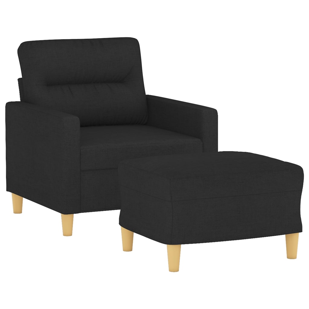 Fauteuil avec repose-pied Noir 60 cm Tissu - XIOS