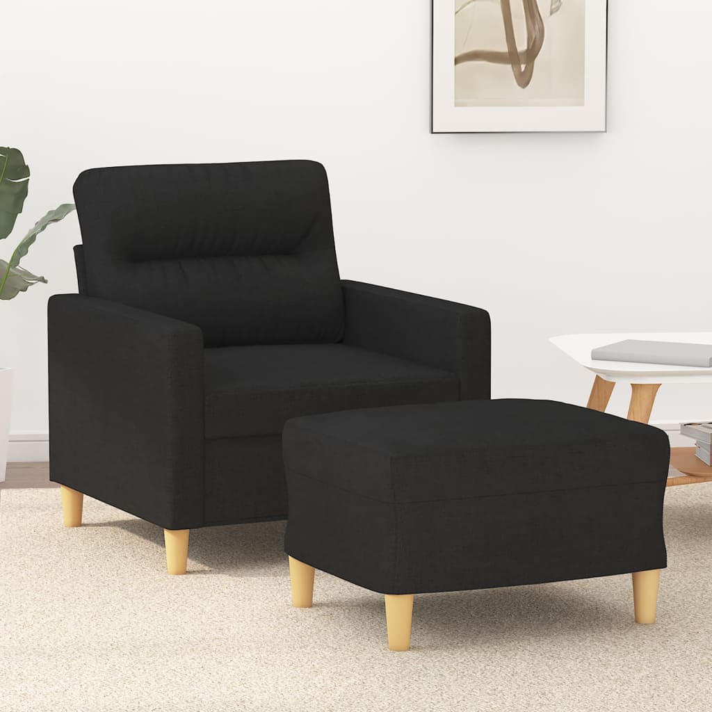 Fauteuil avec repose-pied Noir 60 cm Tissu - XIOS
