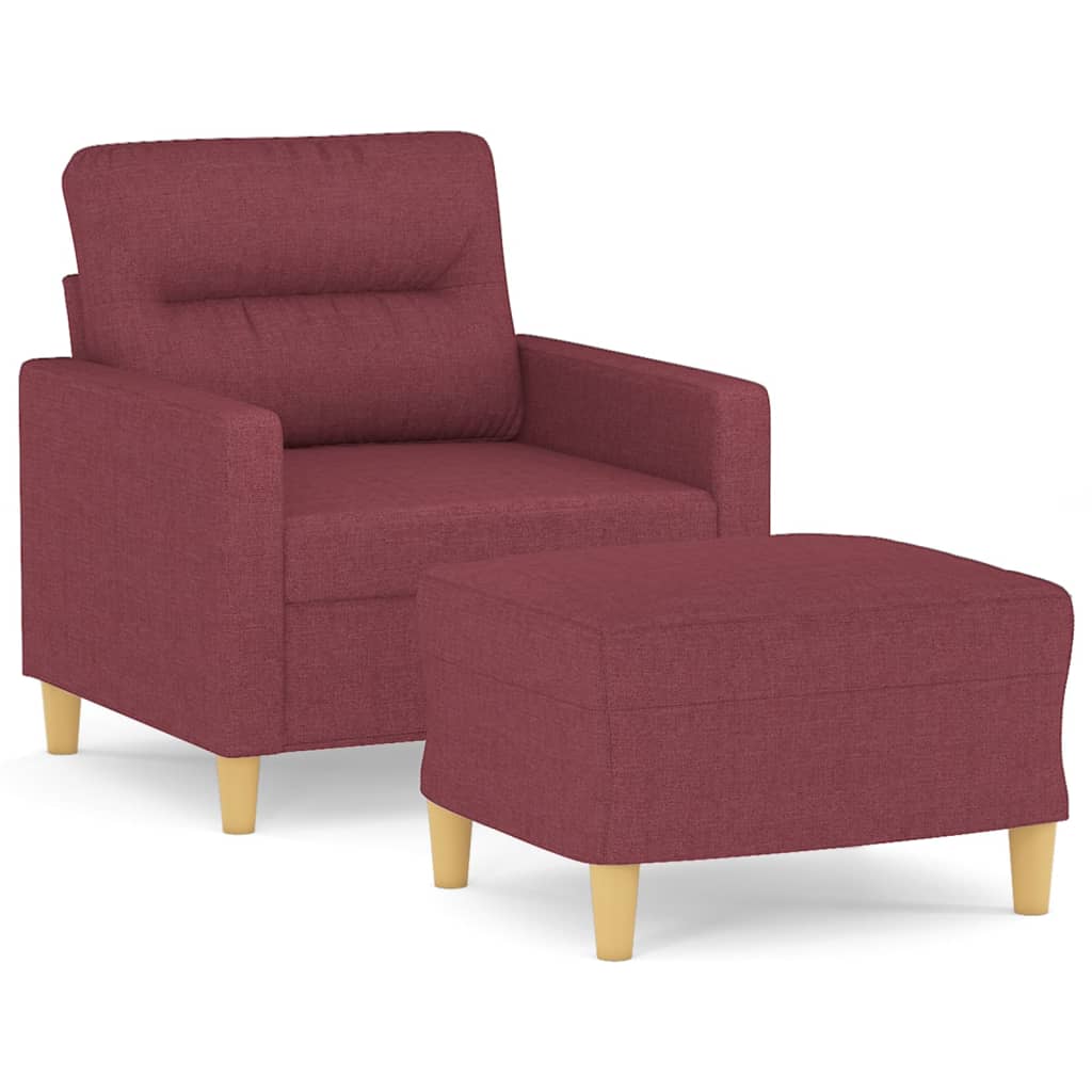 Fauteuil avec repose-pied Rouge bordeaux 60 cm Tissu - XIOS
