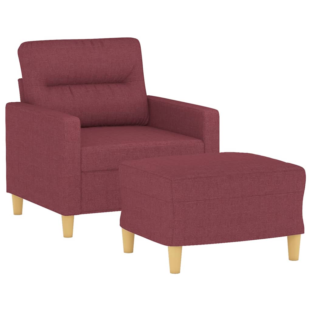 Fauteuil avec repose-pied Rouge bordeaux 60 cm Tissu - XIOS