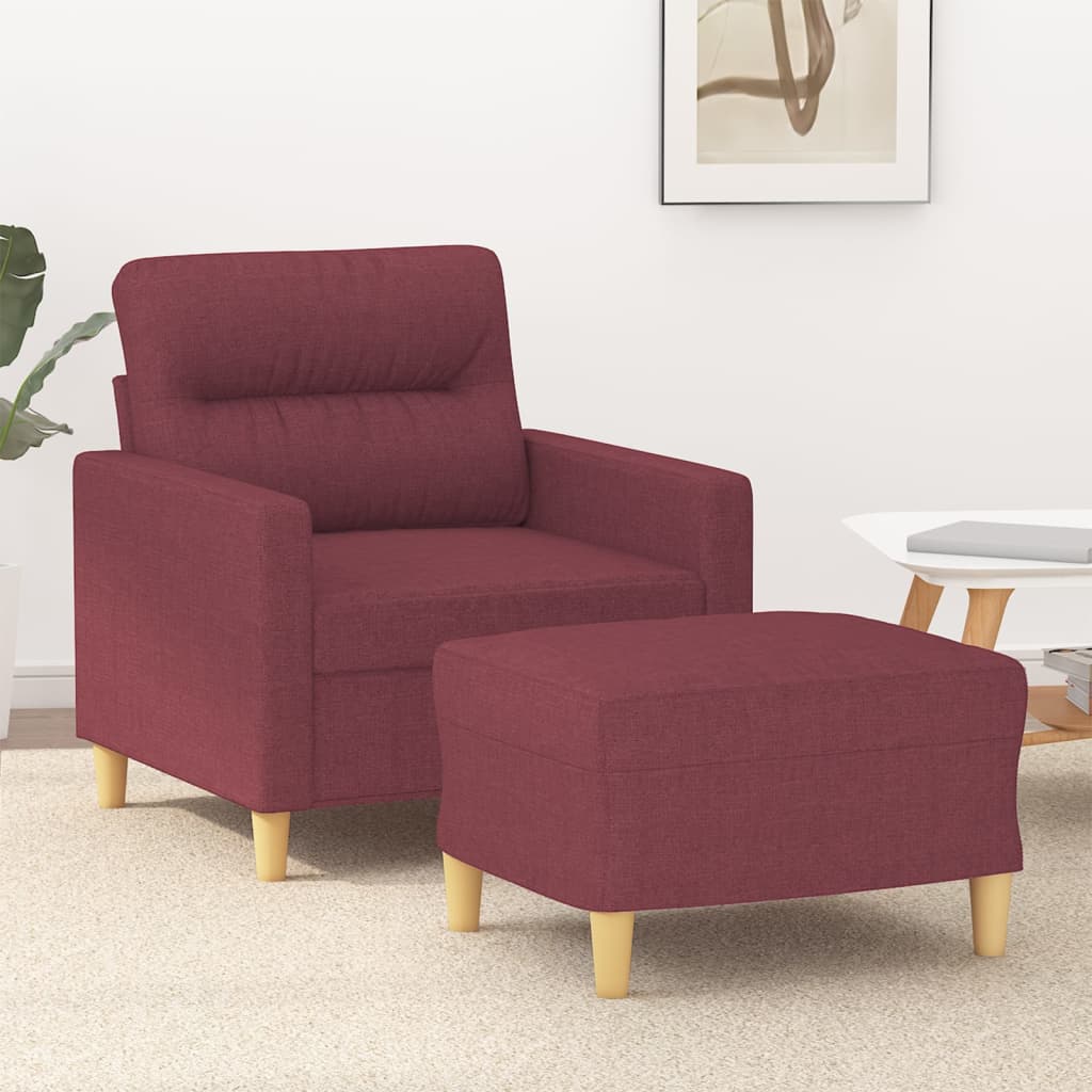 Fauteuil avec repose-pied Rouge bordeaux 60 cm Tissu - XIOS