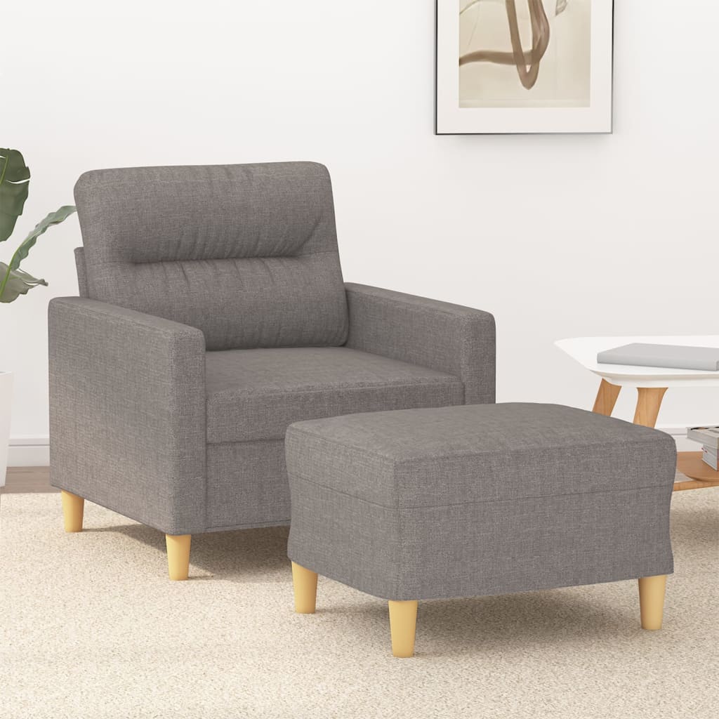 Fauteuil avec repose-pied Taupe 60 cm Tissu - XIOS