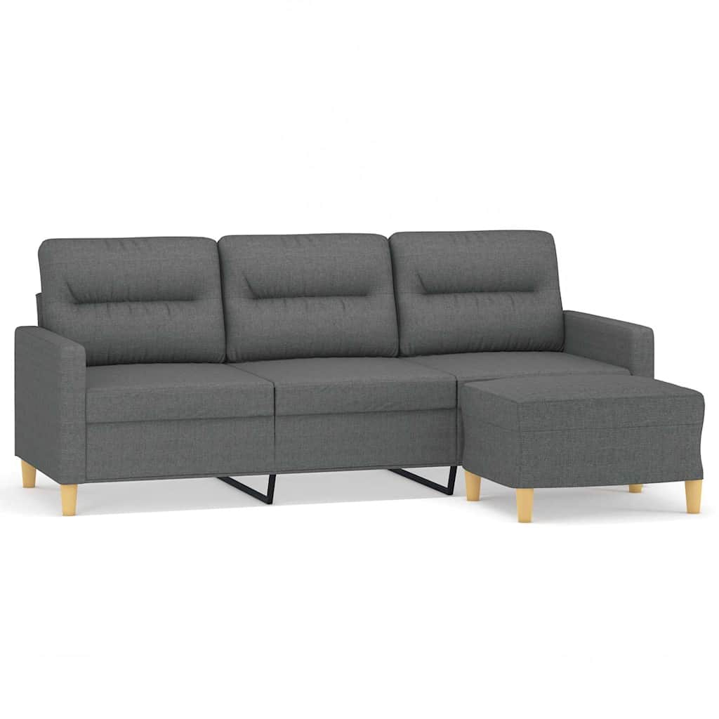Canapé à 3 places avec repose-pieds Gris foncé 180 cm Tissu - XIOS