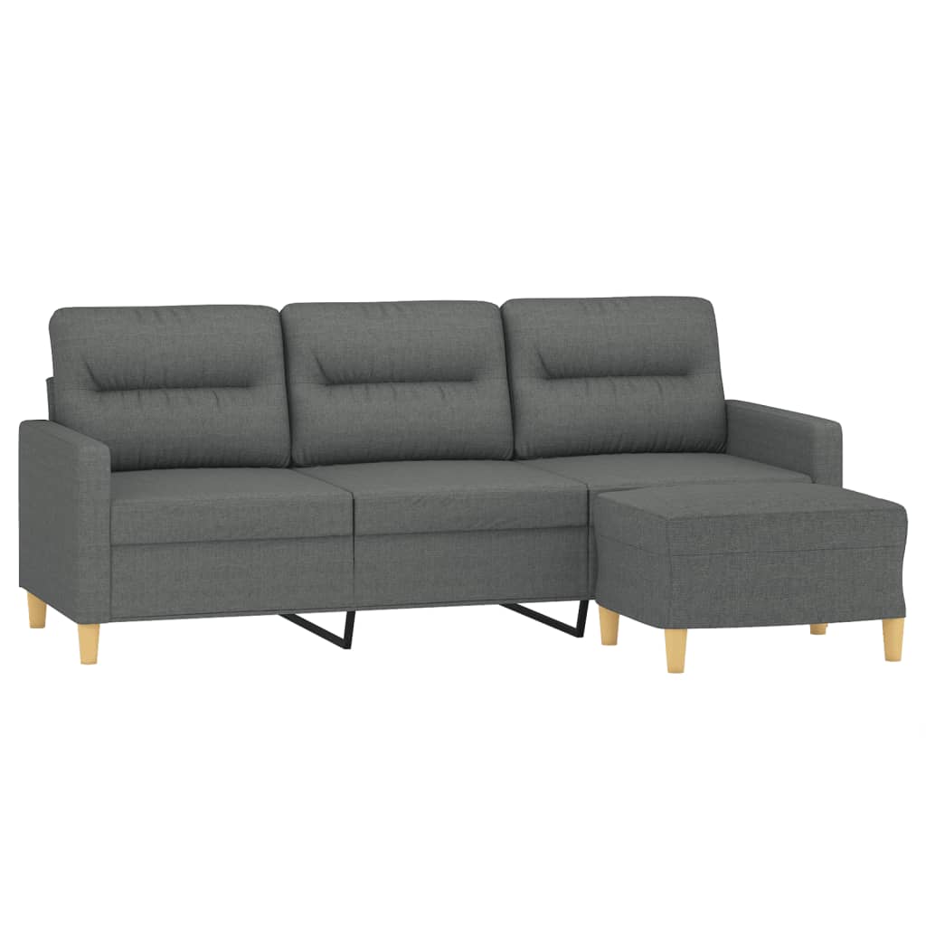 Canapé à 3 places avec repose-pieds Gris foncé 180 cm Tissu - XIOS