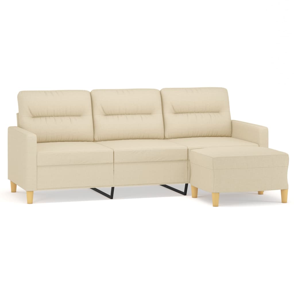 Canapé à 3 places avec repose-pieds Crème 180 cm Tissu - XIOS