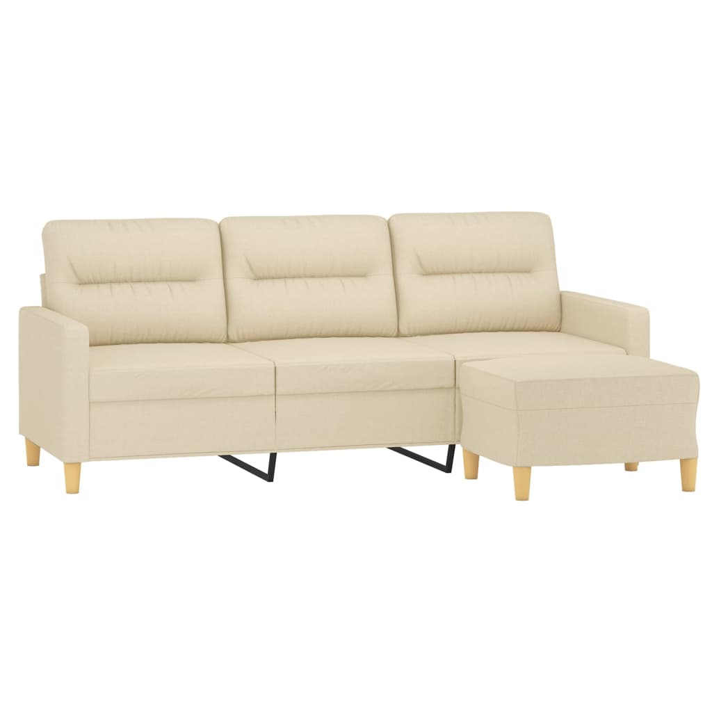 Canapé à 3 places avec repose-pieds Crème 180 cm Tissu - XIOS