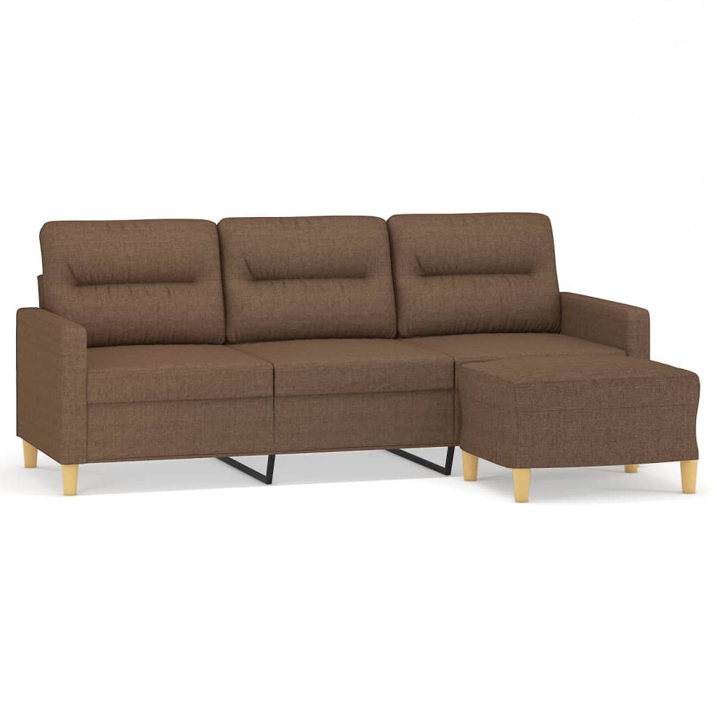Canapé à 3 places avec repose-pieds Marron 180 cm Tissu - XIOS