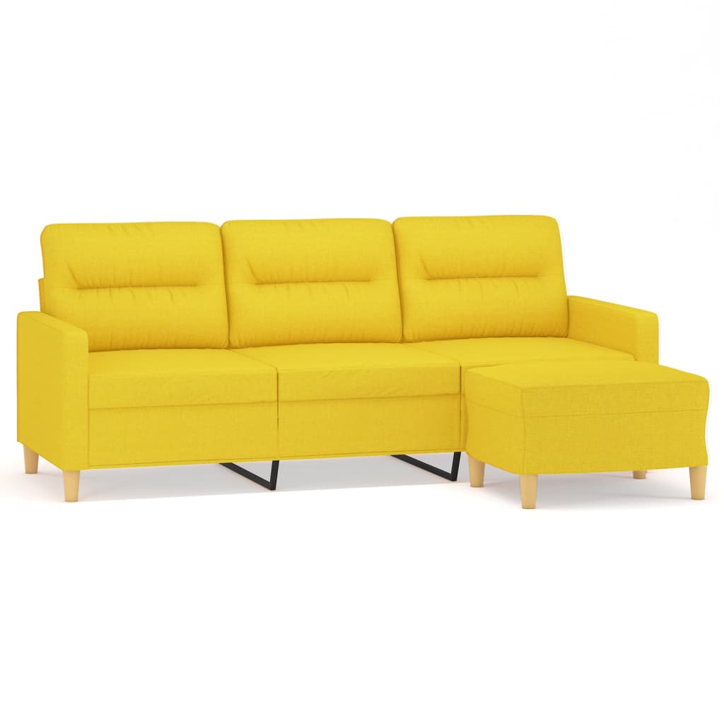 Canapé à 3 places avec repose-pieds Jaune clair 180 cm Tissu - XIOS