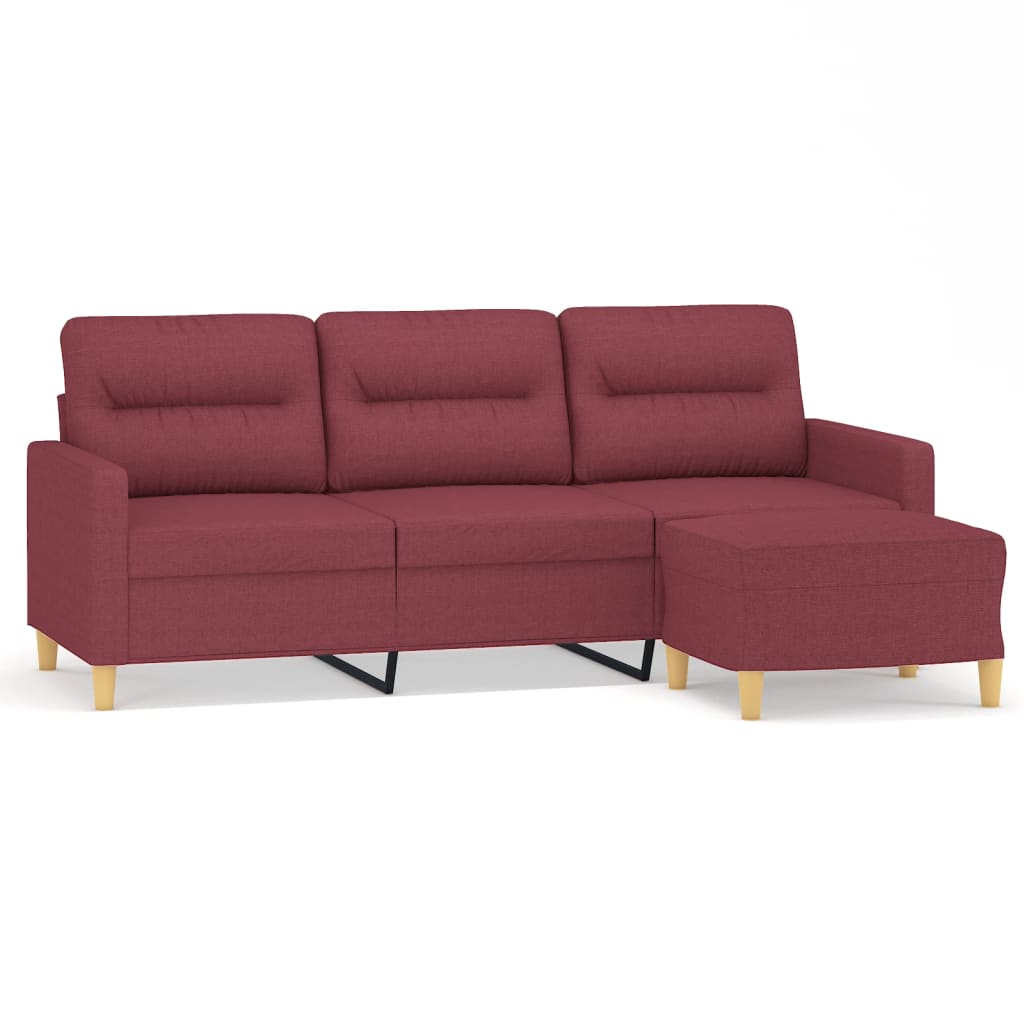 Canapé à 3 places avec repose-pieds Rouge bordeaux 180 cm Tissu - XIOS