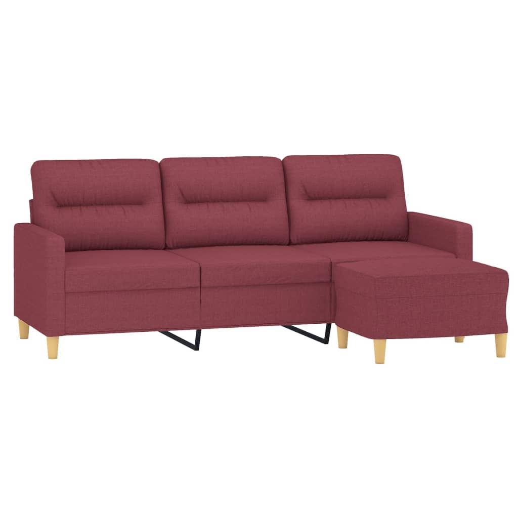 Canapé à 3 places avec repose-pieds Rouge bordeaux 180 cm Tissu - XIOS