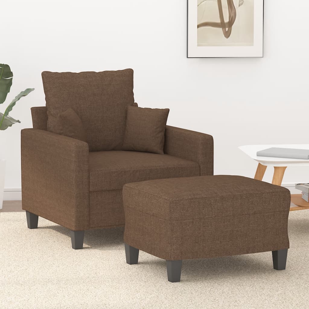 Fauteuil avec repose-pied Marron 60 cm Tissu - XIOS