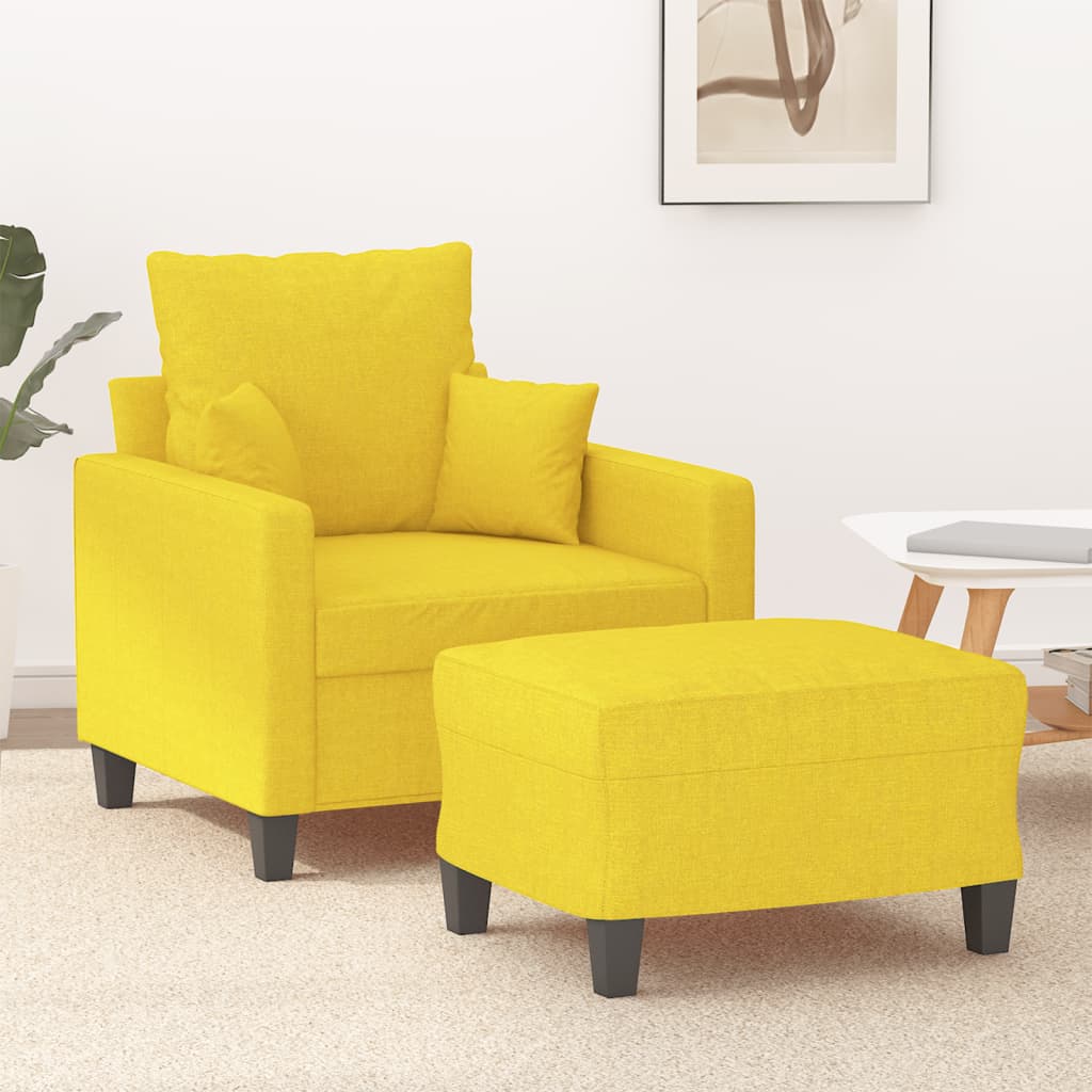 Fauteuil avec repose-pied Jaune clair 60 cm Tissu - XIOS