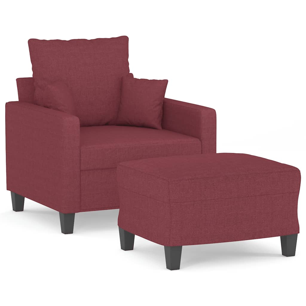 Fauteuil avec repose-pied Rouge bordeaux 60 cm Tissu - XIOS