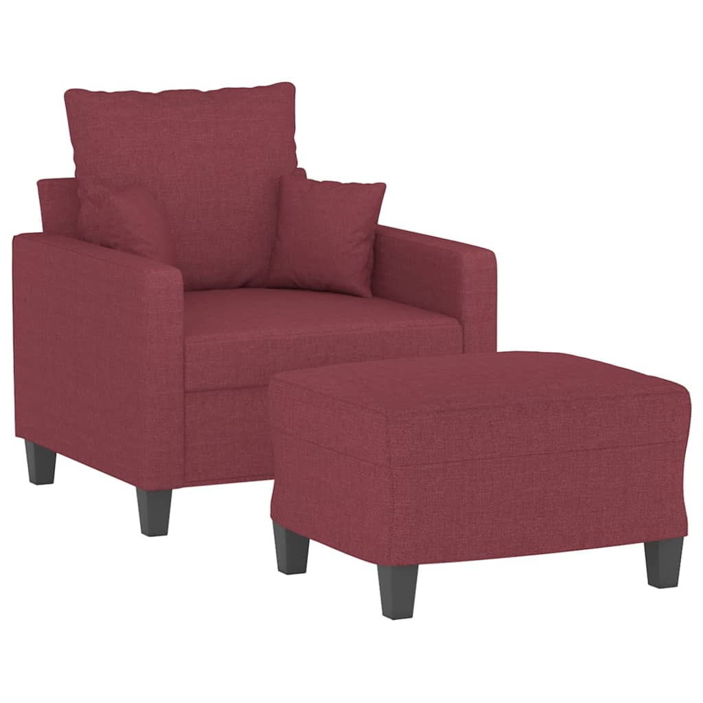 Fauteuil avec repose-pied Rouge bordeaux 60 cm Tissu - XIOS