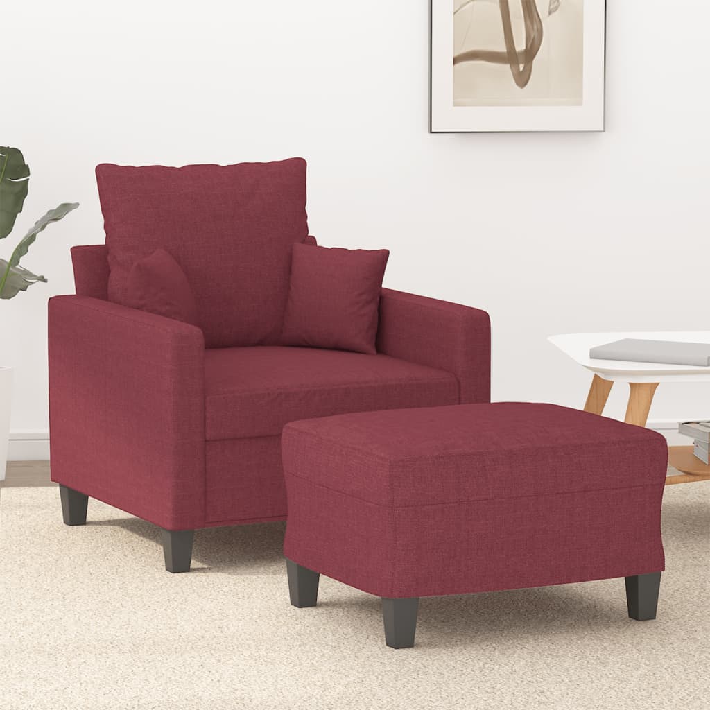 Fauteuil avec repose-pied Rouge bordeaux 60 cm Tissu - XIOS