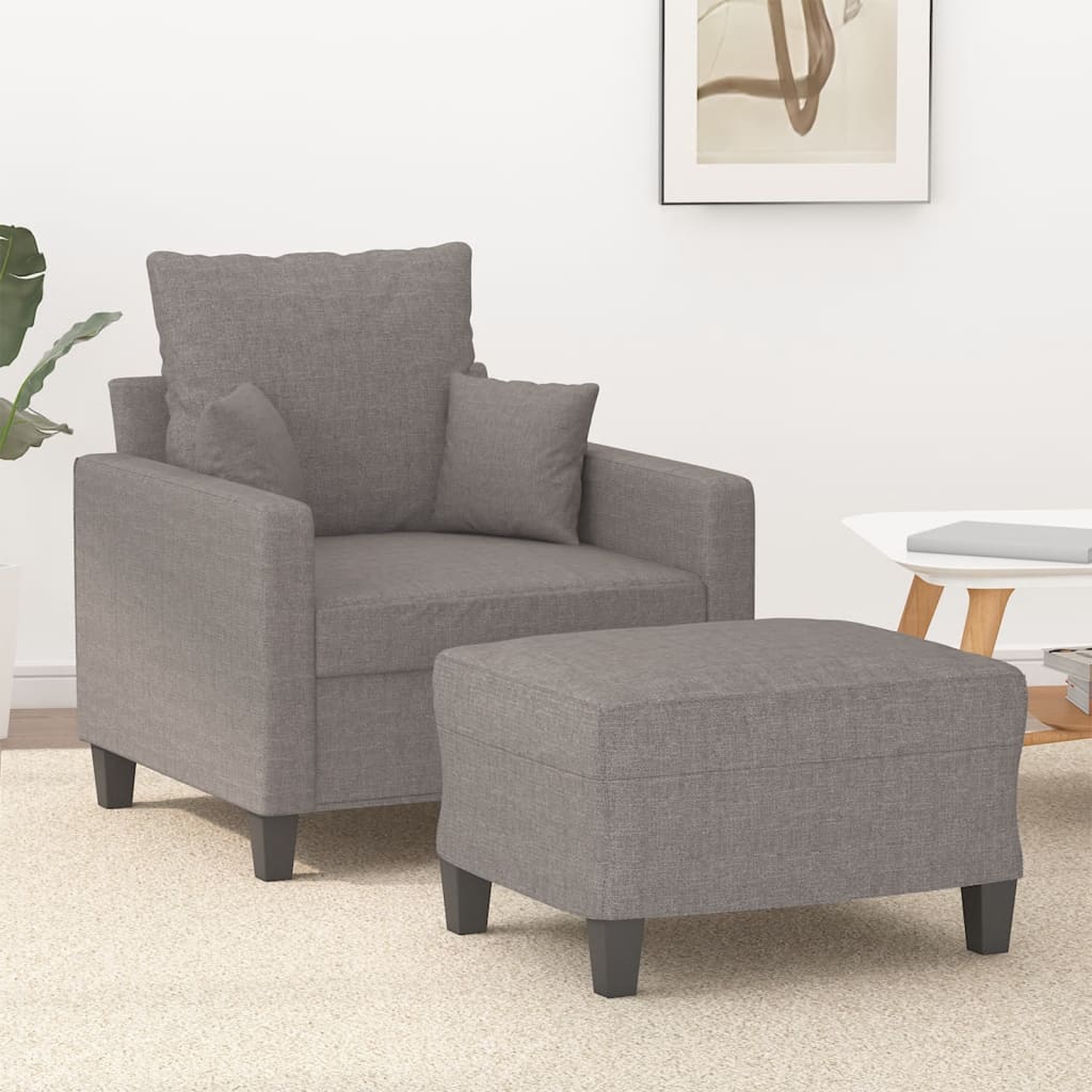 Fauteuil avec repose-pied Taupe 60 cm Tissu - XIOS