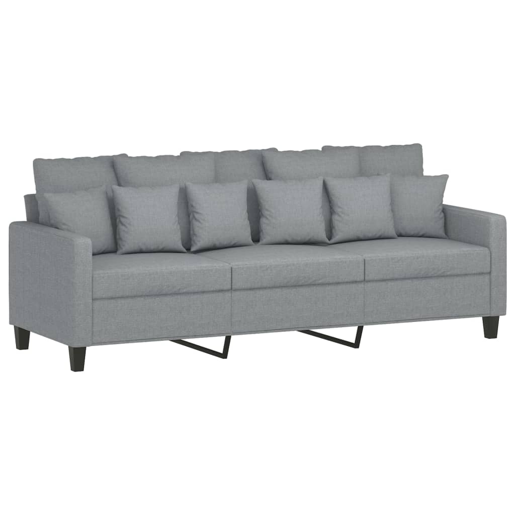 Canapé à 3 places avec repose-pieds Gris clair 180 cm Tissu - XIOS