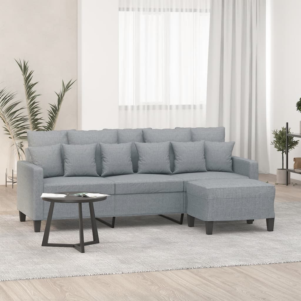 Canapé à 3 places avec repose-pieds Gris clair 180 cm Tissu - XIOS