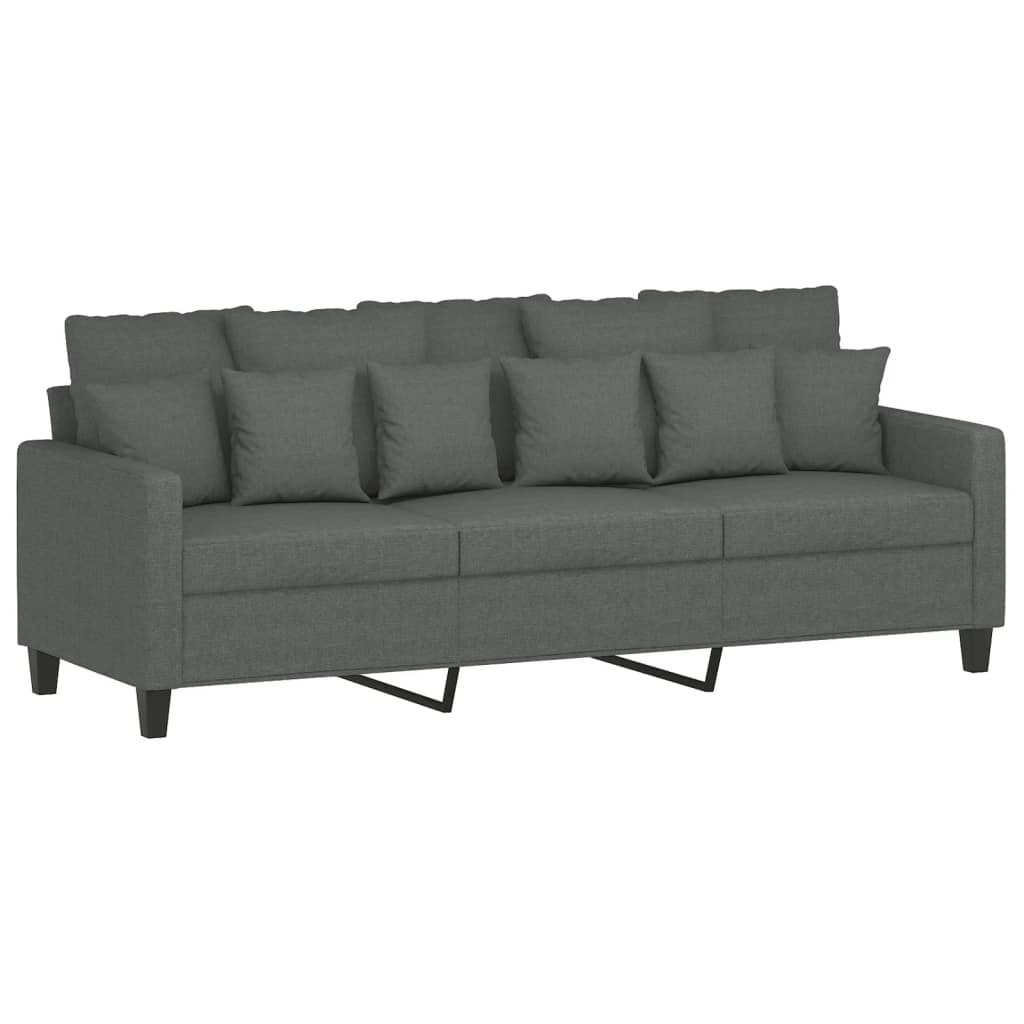 Canapé à 3 places avec repose-pieds Gris foncé 180 cm Tissu - XIOS