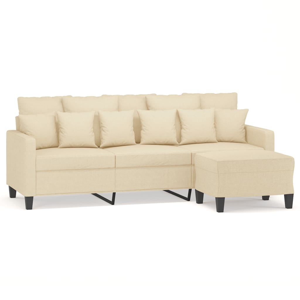 Canapé à 3 places avec repose-pieds Crème 180 cm Tissu - XIOS