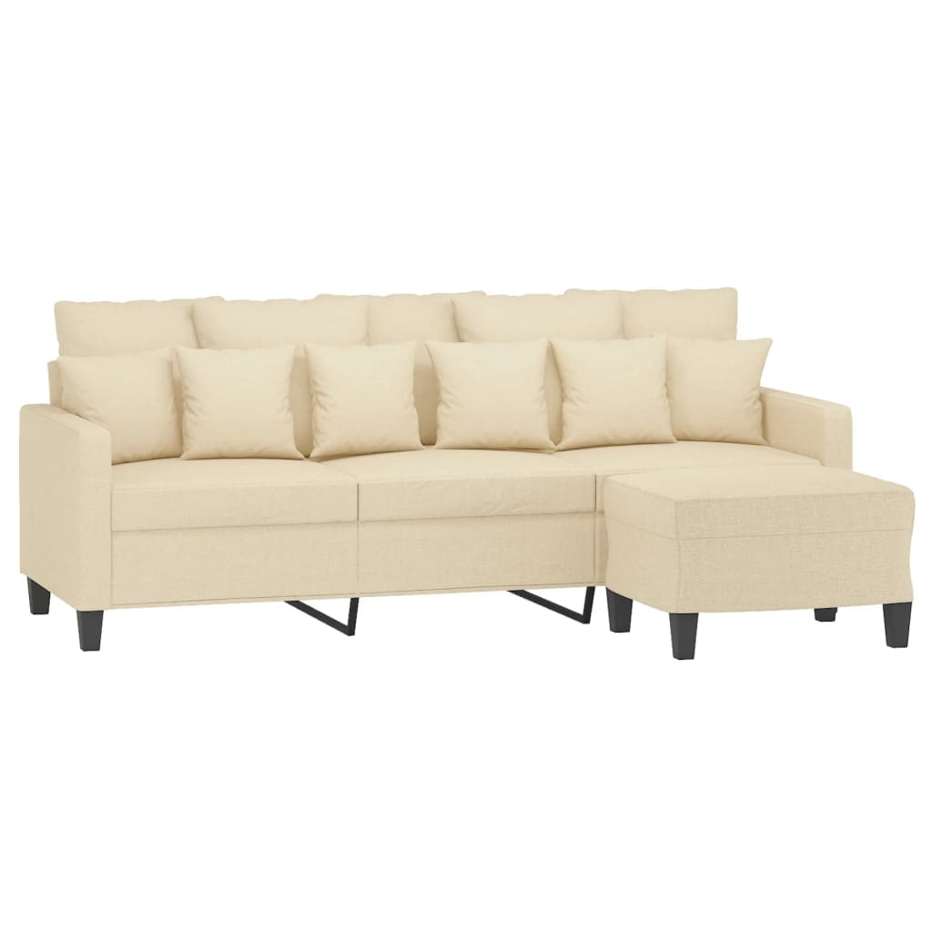 Canapé à 3 places avec repose-pieds Crème 180 cm Tissu - XIOS