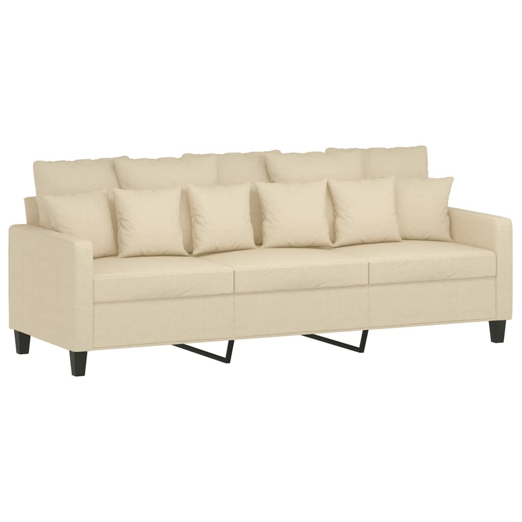 Canapé à 3 places avec repose-pieds Crème 180 cm Tissu - XIOS