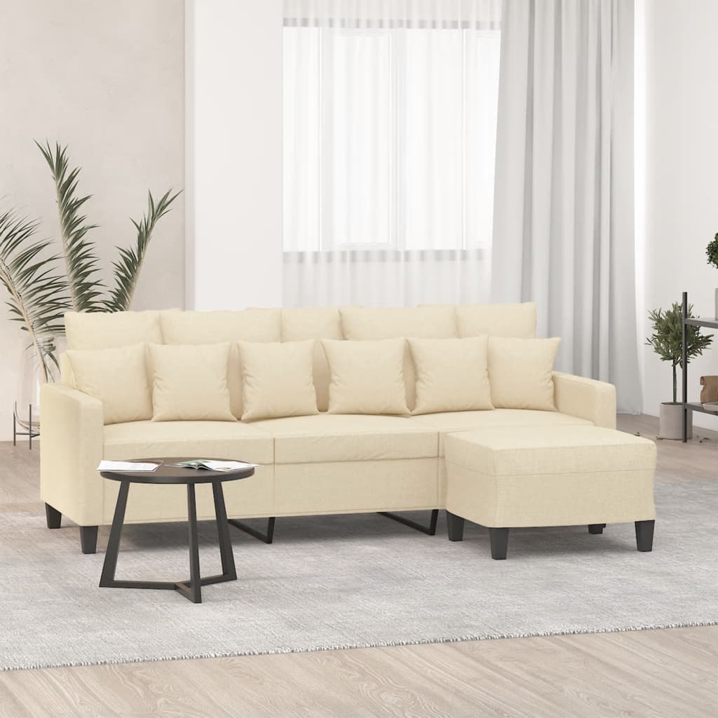 Canapé à 3 places avec repose-pieds Crème 180 cm Tissu - XIOS