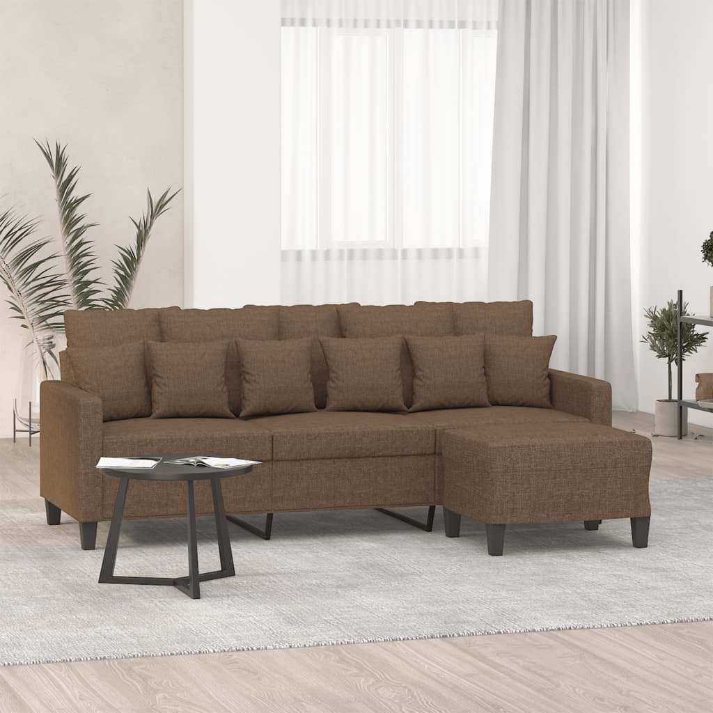Canapé à 3 places avec repose-pieds Marron 180 cm Tissu - XIOS