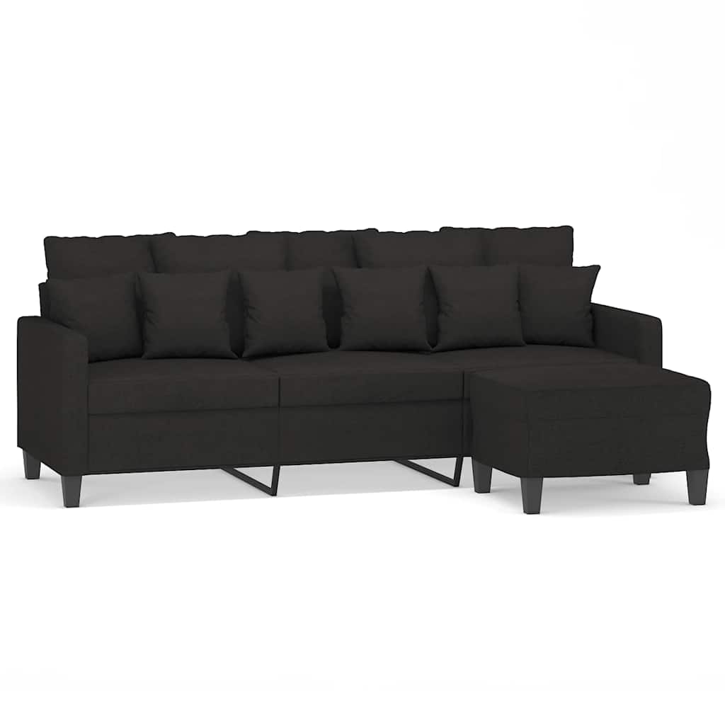 Canapé à 3 places avec repose-pieds Noir 180 cm Tissu - XIOS